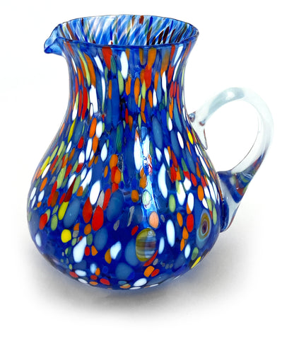 1 Caraffa Classic in Vetro Soffiata e Lavorata a Mano con Murrine di Murano, linea “I Colori di Murano” 1000 ml. Made in Italy